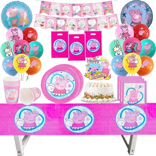 Set 5 Globos Metalizados Peppa Pig Cotillon Cumpleaños Color Rosado