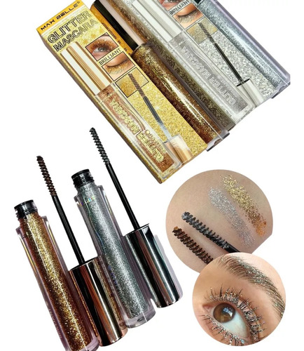 Pack Mascaras De Pestaña Rimel De Ojos Glitter Plata Oro