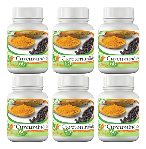 6 Potes De Curcuminóide - Piperina Em Cápsulas 360 Un