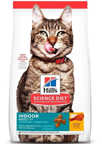 Alimento Gato Hills Adulto Indoor 7+ 1.58kg Razas Mascotas