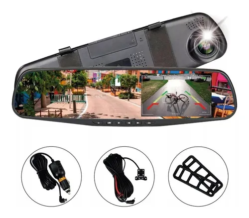 Espejo Retrovisor Cámara Dual Carro Dvr Reversa Full Hd