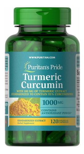Suplemento em cápsula Puritan's Pride  Turmeric Curcumin cúrcuma Turmeric Curcumin em pote 120 un