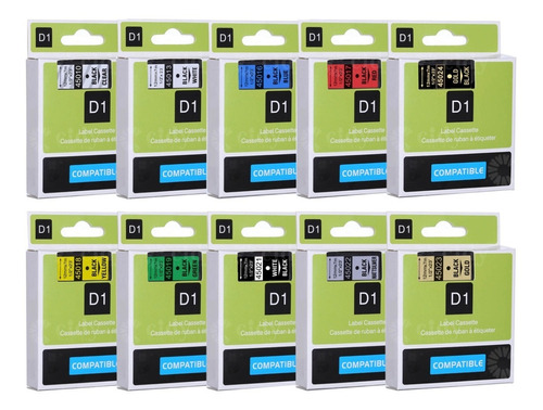 Cinta Etiquetadora Labelmanager, 10 Colores, 45013, Dymo D1,