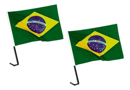 Bandera país Brasil verde, armarrilo y azul Buono Importadora Carro de 0.3m x 21cm pack por 2