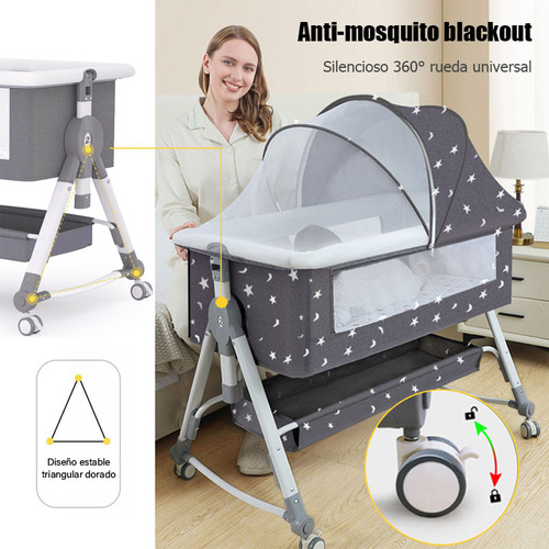 Cuna Corral Bebe Colecho Plegable Con Mosquitero Y Ruedas8accessories +7modoscon Cambiadoralta Calidad Plush Frame Edge