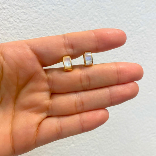 Brinco Argola Feminina Com Madrepérola Banhado A Ouro 18k