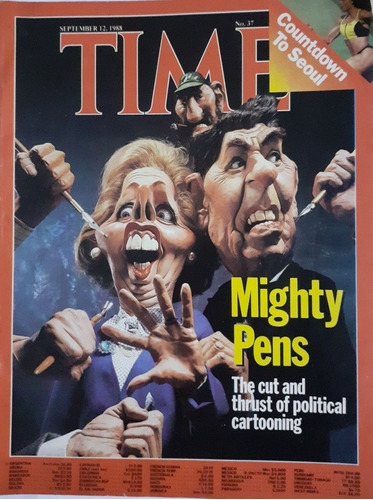 Time En Inglés Caricatura Politica Thatcher,fidel Y Reagan