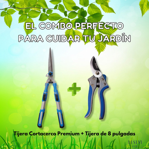 Kit Jardineria Tijera Cortacerco Premium + Tijera 8 Pulgadas