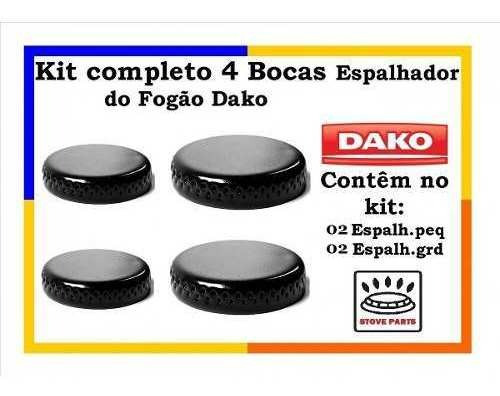 Kit Espalhador Peças Fogão Dako Reale - 4 Bocas (2pq + 2gr)