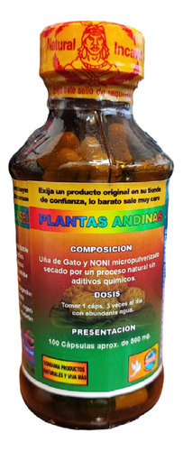 Uña De Gato + Noni 100 Capsulas C/u 500mg Pack 3 Frascos