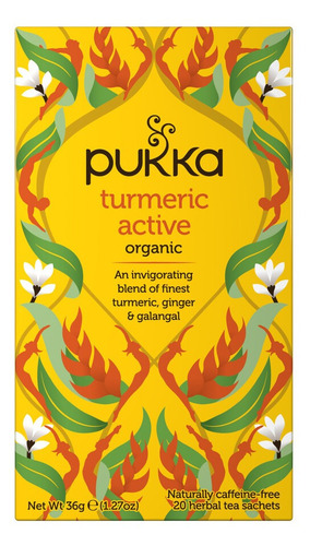 Te Curcuma Pukka Turmeric Active Sin Cafeina Organico 36g