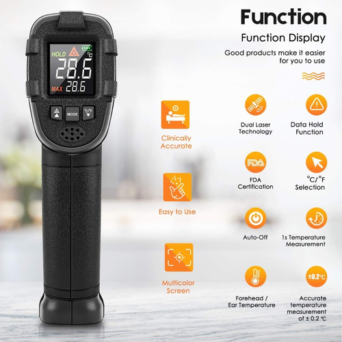 Termómetro Digital De Laser Infrarrojo Rango De -50 A 600°c