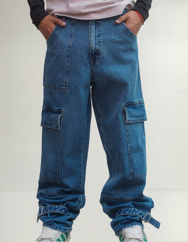 Pantalón Corte Baggy Con Bolsas De Cargo Con Ajustador Full