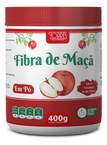 Fibra / Farinha De Maçã 400g 100 % Natural Rico Em Fibra