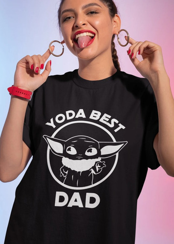 Polera Unisex Star Wars Yoda Mejor Papa Algodon Estampado