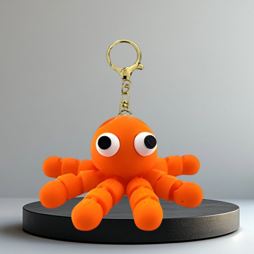 Llavero De Pulpo Articulado Distintos Colores Accesorio Moda Naranja