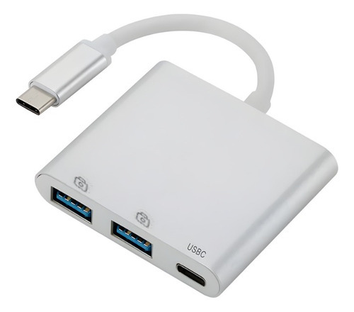 Adaptador Tipo C 3 Em 1 Para Usb Notebook Macbook Celular Cor Branco
