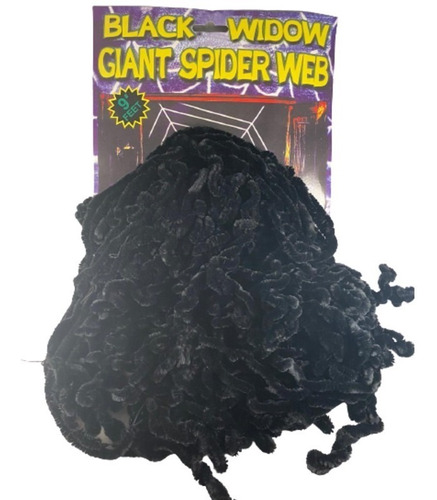 Telaraña Terciopelo Gigante Negra Halloween Tela De Araña