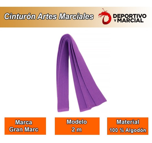 Imagen 2 de 5 de Cinturon Artes Marciales 2m 10 Cost Reforzado Gran Marc Itf