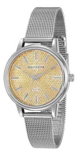 Relógio Mondaine Prata Feminino 76780l0mvne2 Cor da correia Prateado Cor do fundo Dourado