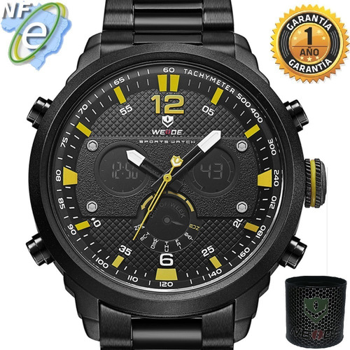 Relógios Masculinos Preto Grande Original Resistente Aguá Nf