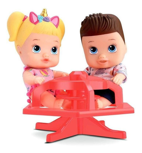 Imagem 2 de 5 de Kit 3 Bonecas Bebê Little Dolls - Gira + Balanço - Divertoys