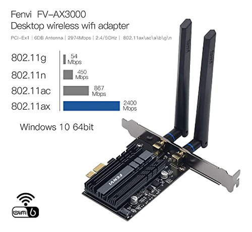 Tarjeta Wifi 6 Pci-e Ax200 Bt5.2 De Doble Banda Ax3000mbps -