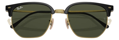 Óculos de sol pequenos Ray-ban New Clubmaster RB4403l + lente verde escura G15 Shiny Gold Rod Shiny Black Frame