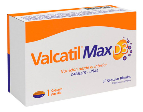 Suplemento Dietario Cabello Y Uñas Valcatil Max D3 X30 Caps