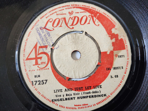 Vinilo Single De Engelbert Humperdinck - Live And (b90-d173 (Usado)