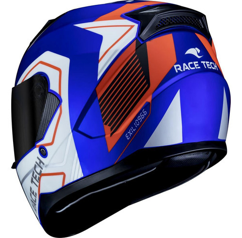 Capacete Race Tech Sector Exilio Fosco Azul E Laranja Tamanho do capacete 56