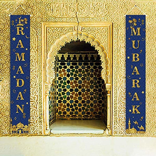 Fondo Decorativo De Ramadan/azul Y Dorado.marca Pyle