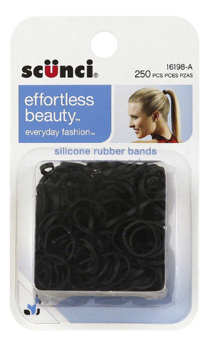 Scunci 1619803a048 Bandas De Goma Para Cabello Negro, 250 Un