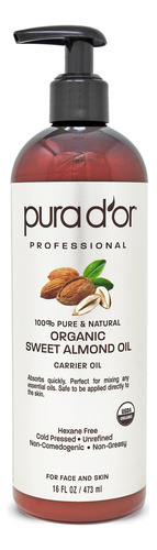 Pura Dor Aceite Organico De Almendras Dulces (16 Onzas) Cert