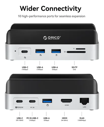 Concentrador Orico 9 En 1 De Aluminio Para Mac Mini M4 Con S