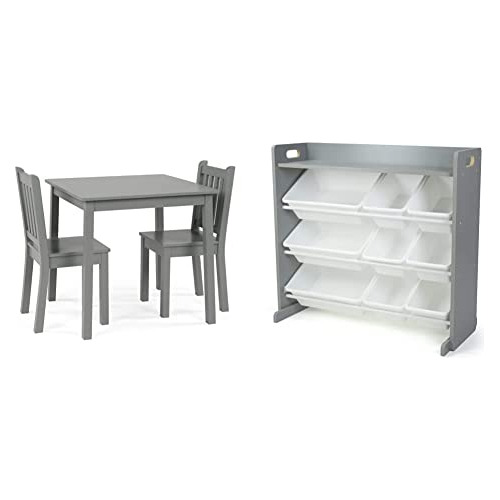 Humble Crew, Juo De Mesa Y 2 Sillas De Madera Gris Para Niño