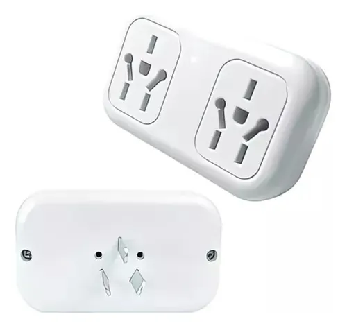 Set X3 Adaptador Enchufe Ficha Doble Multitoma Color Blanco
