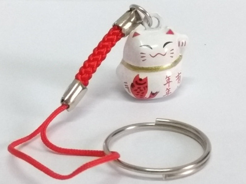 Imagem 1 de 3 de Chaveiro Maneki Neko C/ Guizo Pingente P/ Celular Ref-d Novo
