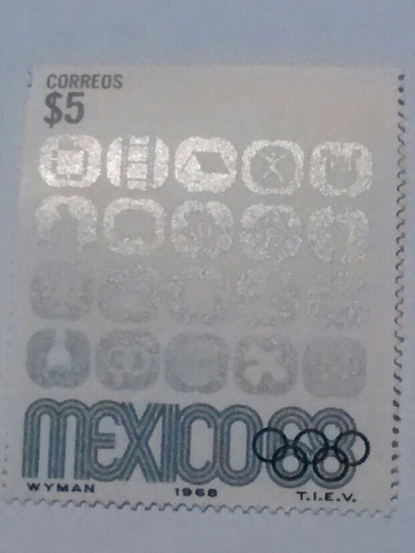 Imagen 1 de 1 de Timbre Postal $5 Mexico 1968 Simbolos Eventos Mint
