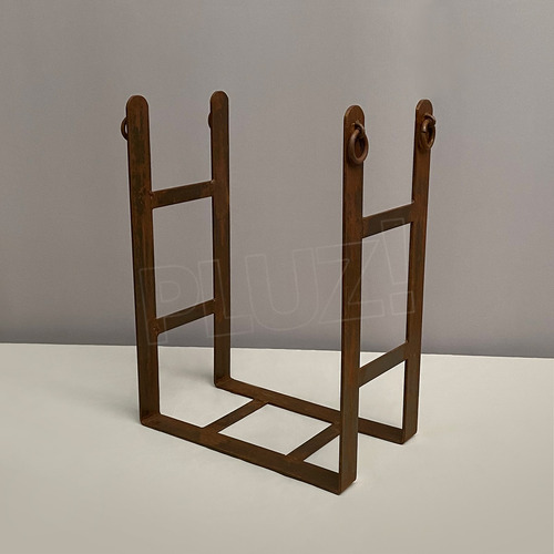 Imagen 8 de 10 de Leñero Porta Leña Hierro Óxido Rectang 50cm Hogar Parrilla