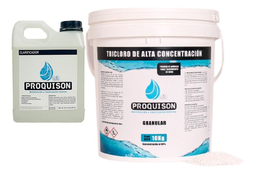 Cloro Alberca Grano Cubeta 10 Kg Tricloro Y Clarificador 1 L