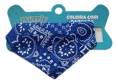 Coleira Com Bandana Para Caes E Gatos Pet Estampada Azul Tamanho da coleira Único