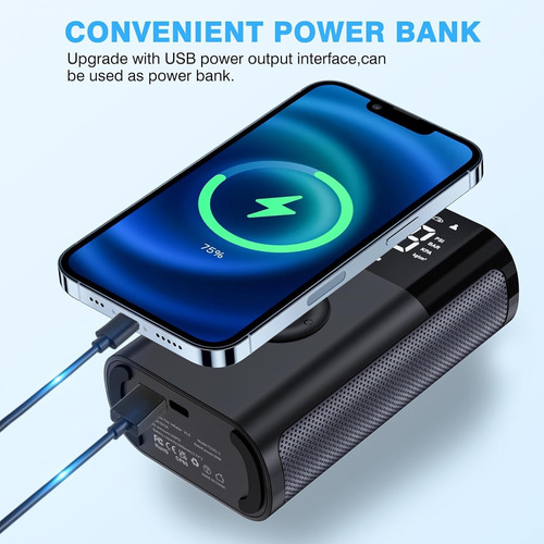 Mini Compresor De Aire Portátil + Powerbam + Linterna