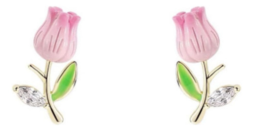 Pendientes De Tulipán Para Mujeres Niñas Hipoalergénico S925