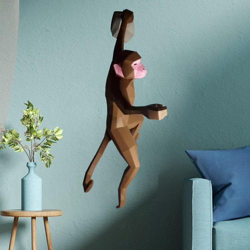 Modelo De Papel De Mono Escultura Creativa De Animal En 3d
