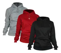 Comprar Paquete De 3 Sudaderas Hoodie Capucha Mujer Moda Lisa Suave