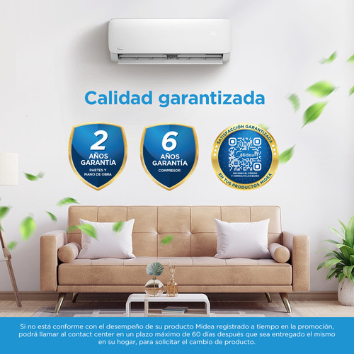 Minisplit Midea Max Fresh On Off, 1 Ton, Frío Calor, 220v