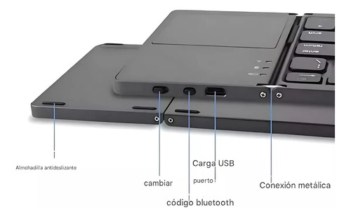 Teclado Plegable Inalámbrico Touchpad Mk-1008