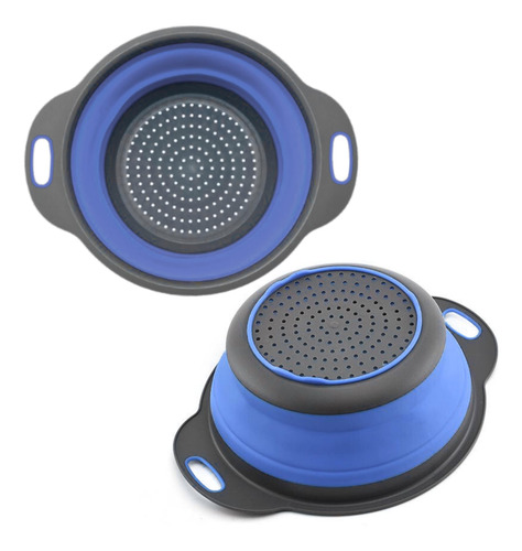 Colador Redondo De Silicona Azul Plegable Para Cocina S