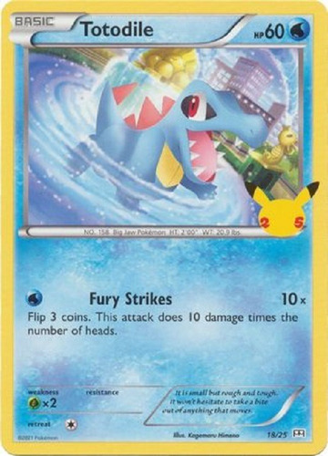 Totodile 18/25 25th Anniversary No-holo Promo Pokemon Tcg